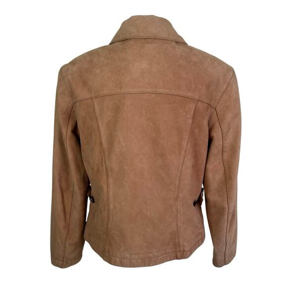 Georgetown Leather Vintage Tan Leather Jacket Waist Length Zip-up Collared Retro - Picture 5 of 16